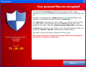 Ransom note as presented by CryptoLocker