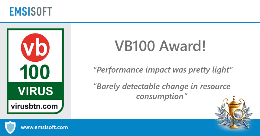 VB100 Award: 100% detection and one of the lowest RAM increases reported