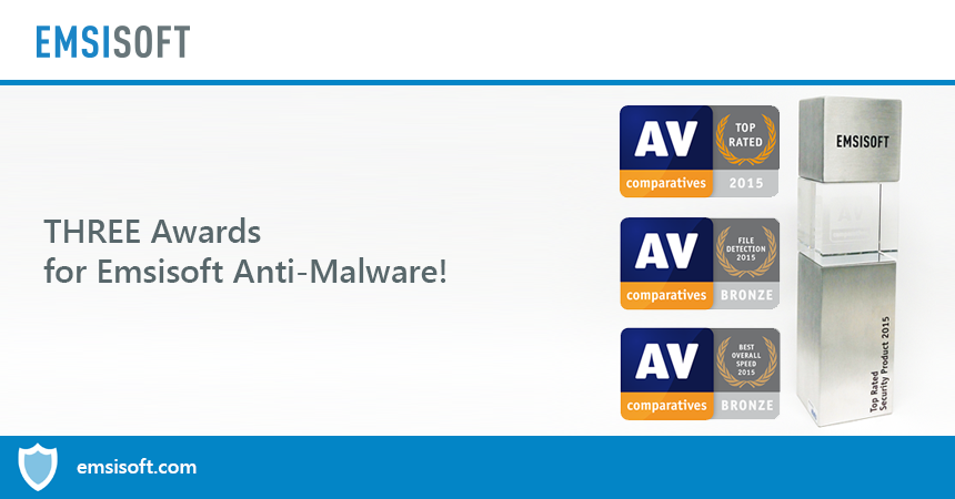 Speedy and spot-on: Emsisoft makes the AV-Comparatives Top Rated Product list again in 2015