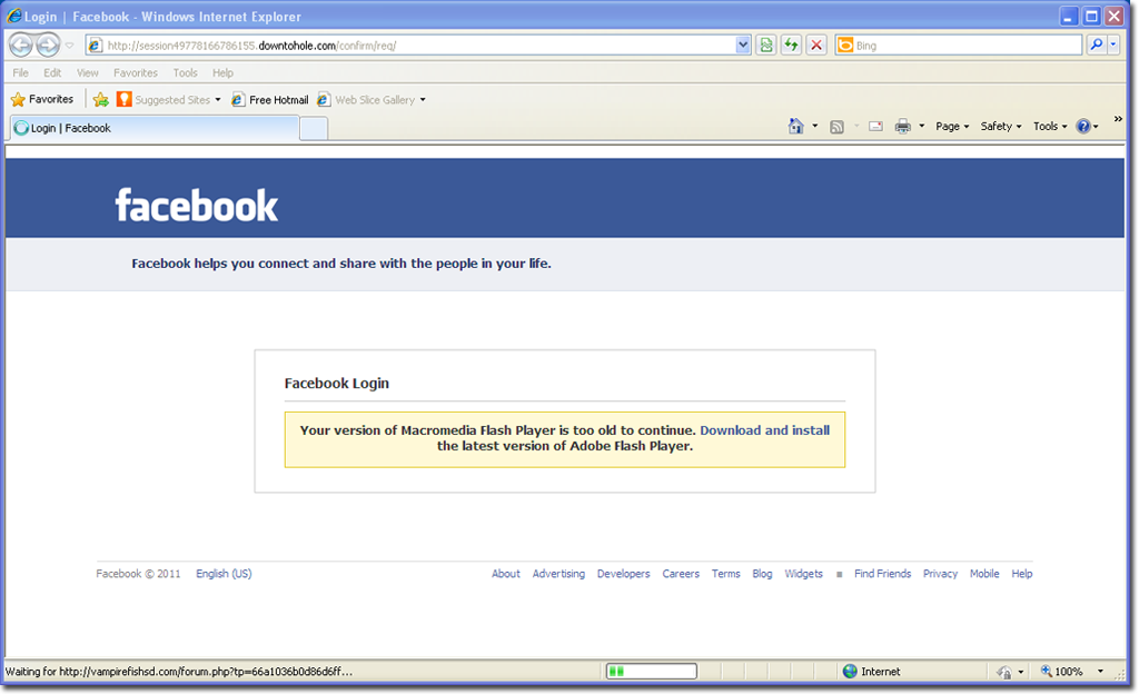 Fake Facebook login pages spreading by Facebook applications