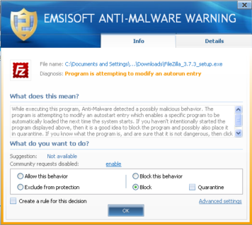 filezilla malware warning