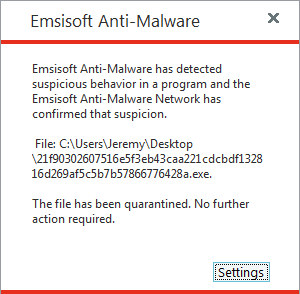 New PClock variant being blocked by Emsisoft's behavior blocking technology