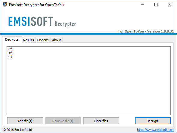 OpenToYou-Decrypter von Emsisoft