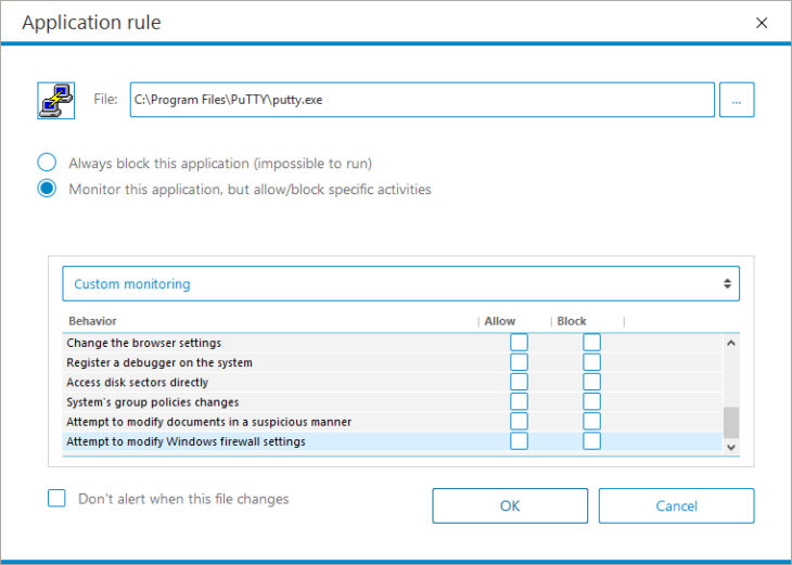 Emsisoft-Optionen zur Stärkung der Firewall