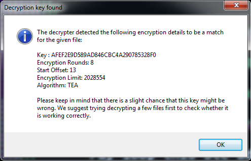 Decryption Key Found Sample - How to Perform Manual Ransomware Removal