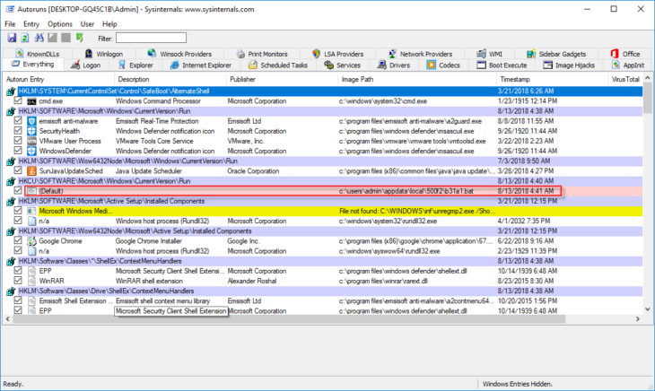 Entfernen von Fileless Malware