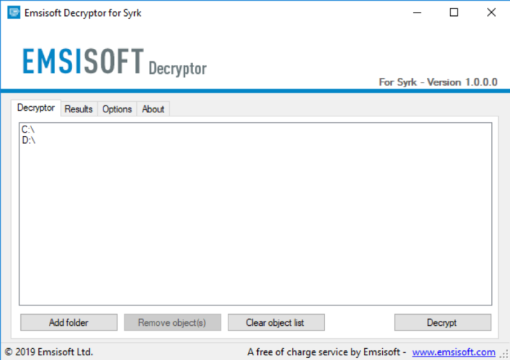 Emsisoft Syrk Decryptor