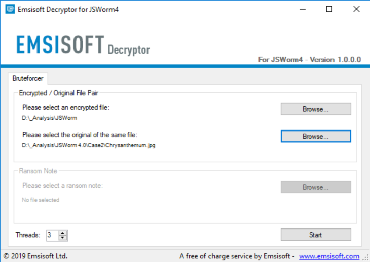 Emsisoft JSWorm 4.0 Decryptor