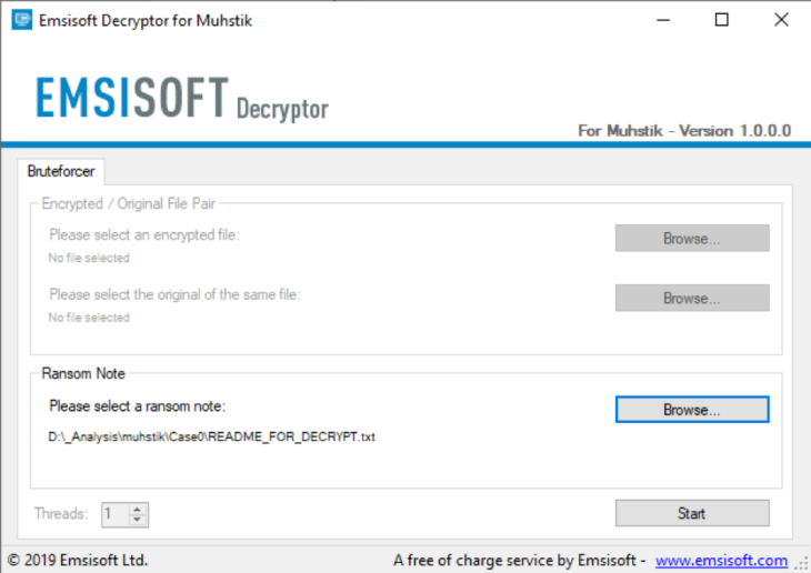 Emsisoft Decryptor for Muhstik