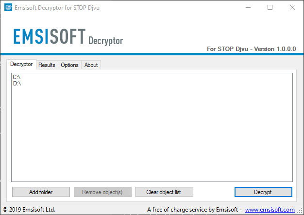 Bộ giải mã Emsisoft cho STOP Djvu