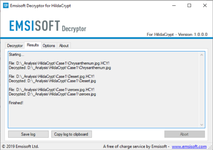Successful decryption of HildaCrypt