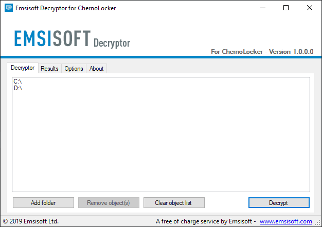 ChernoLocker decryptor by Emsisoft