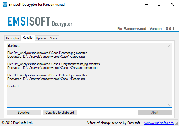 Emsisoft Ransomwared Decryptor