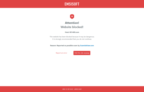 Emsisoft Browser Security notification